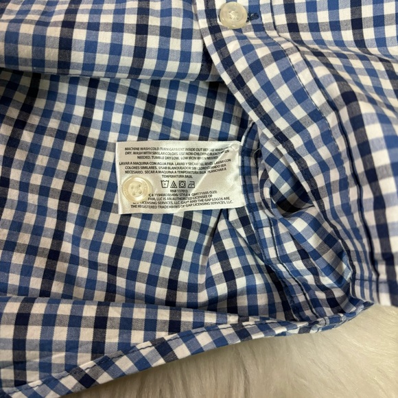 NWT GAP Men’s Short Sleeve Blue Checked Button Down Shirt Size XL - Picture 6 of 8